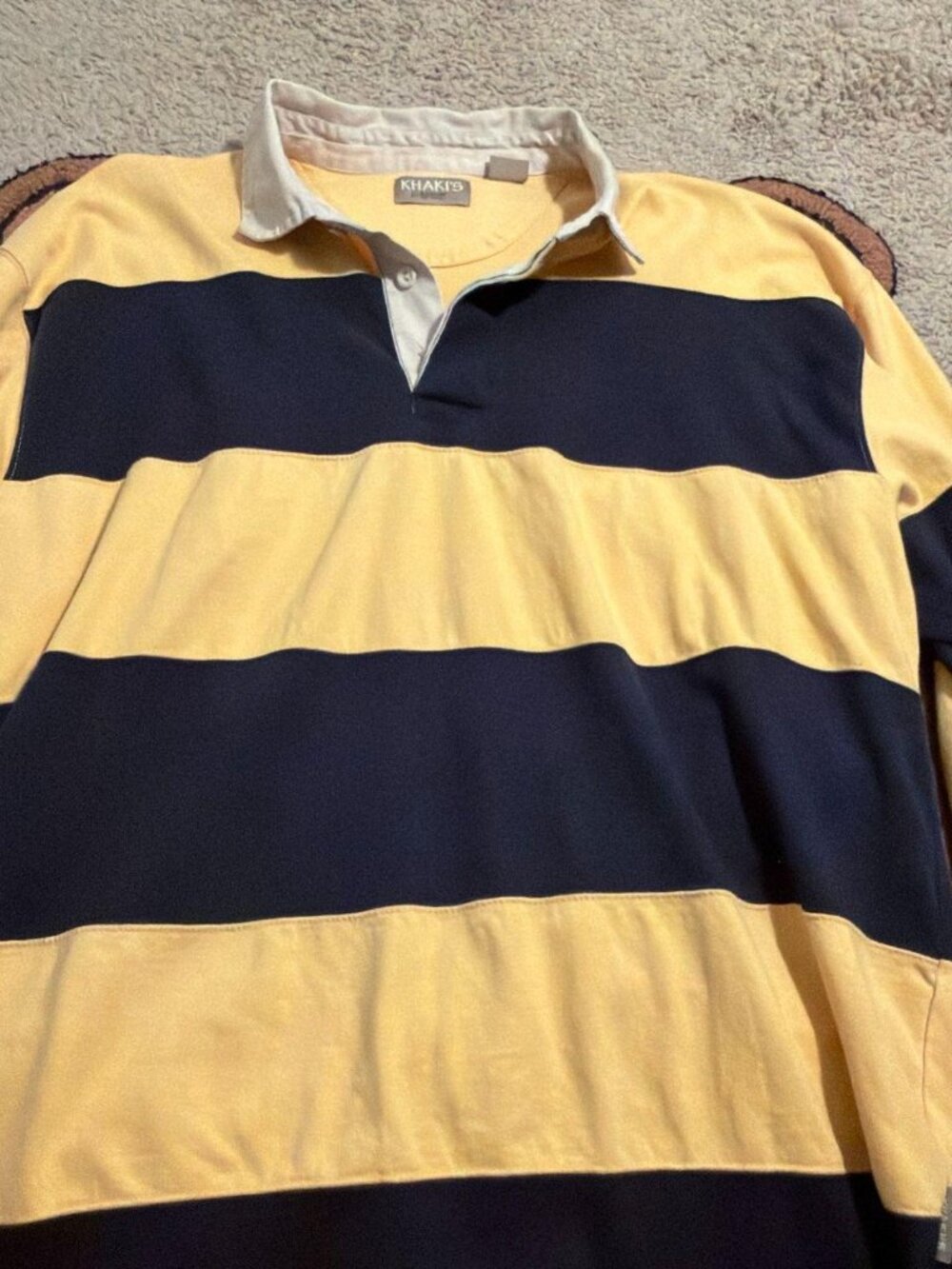 Vintage Khaki's by Arrow striped rugby shirt - yellow/navy, XXL